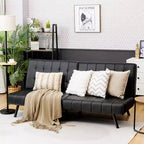 Futon Divano Letto in Ecopelle Convertibile Pieghevole per Soggiorno Bianco/Nero/Grigio