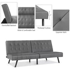 Futon Divano Letto in Ecopelle Convertibile Pieghevole per Soggiorno Bianco/Nero/Grigio
