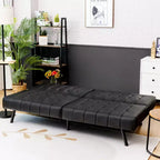 Futon Divano Letto in Ecopelle Convertibile Pieghevole per Soggiorno Bianco/Nero/Grigio