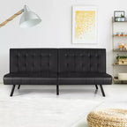 Futon Divano Letto in Ecopelle Convertibile Pieghevole per Soggiorno Bianco/Nero/Grigio