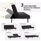 Futon Divano Letto in Ecopelle Convertibile Pieghevole per Soggiorno Bianco/Nero/Grigio