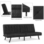 Futon Divano Letto in Ecopelle Convertibile Pieghevole per Soggiorno Bianco/Nero/Grigio