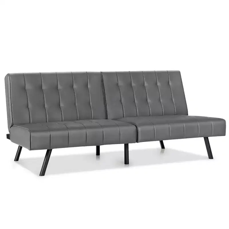 Futon Divano Letto in Ecopelle Convertibile Pieghevole per Soggiorno Bianco/Nero/Grigio