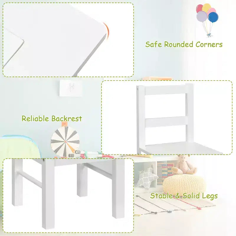 Tavolo Attività per Bambini 2-in-1 e 2 Sedie con Contenitore, Tavolo per Costruzioni