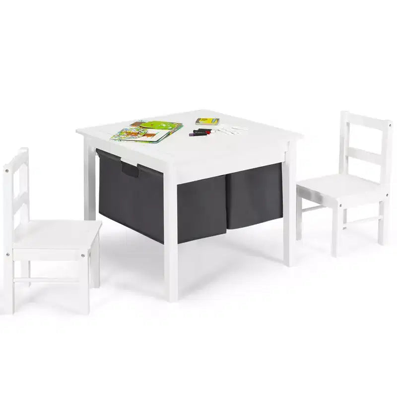 Tavolo Attività per Bambini 2-in-1 e 2 Sedie con Contenitore, Tavolo per Costruzioni