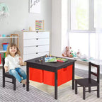 Tavolo Attività per Bambini 2-in-1 e 2 Sedie con Contenitore, Tavolo per Costruzioni