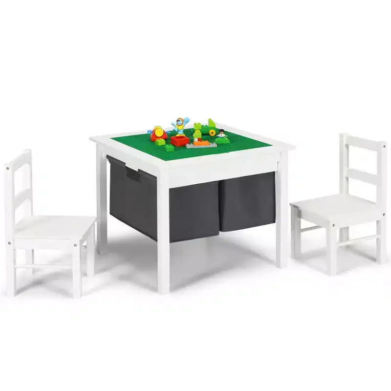 Tavolo Attività per Bambini 2-in-1 e 2 Sedie con Contenitore, Tavolo per Costruzioni